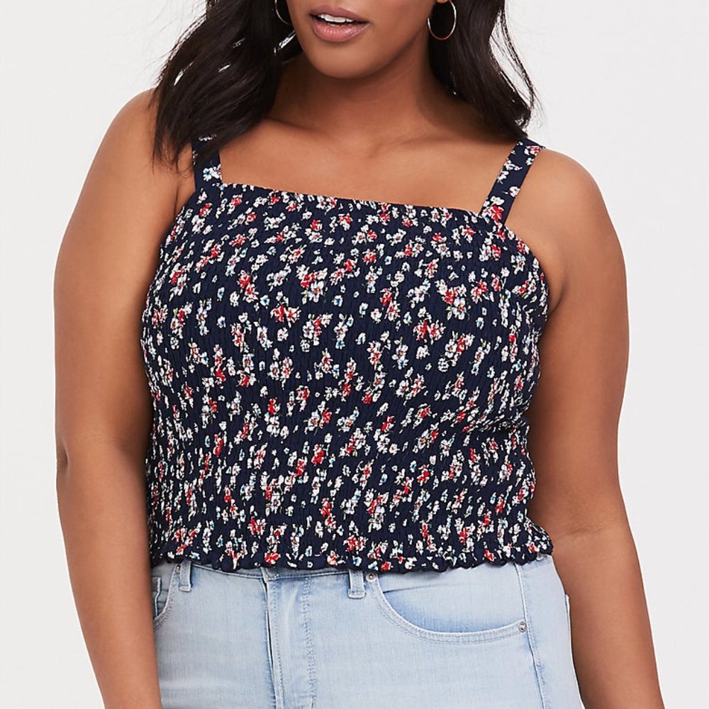 Torrid 1X XL Cami Top Floral Crop Smocked Ruffle